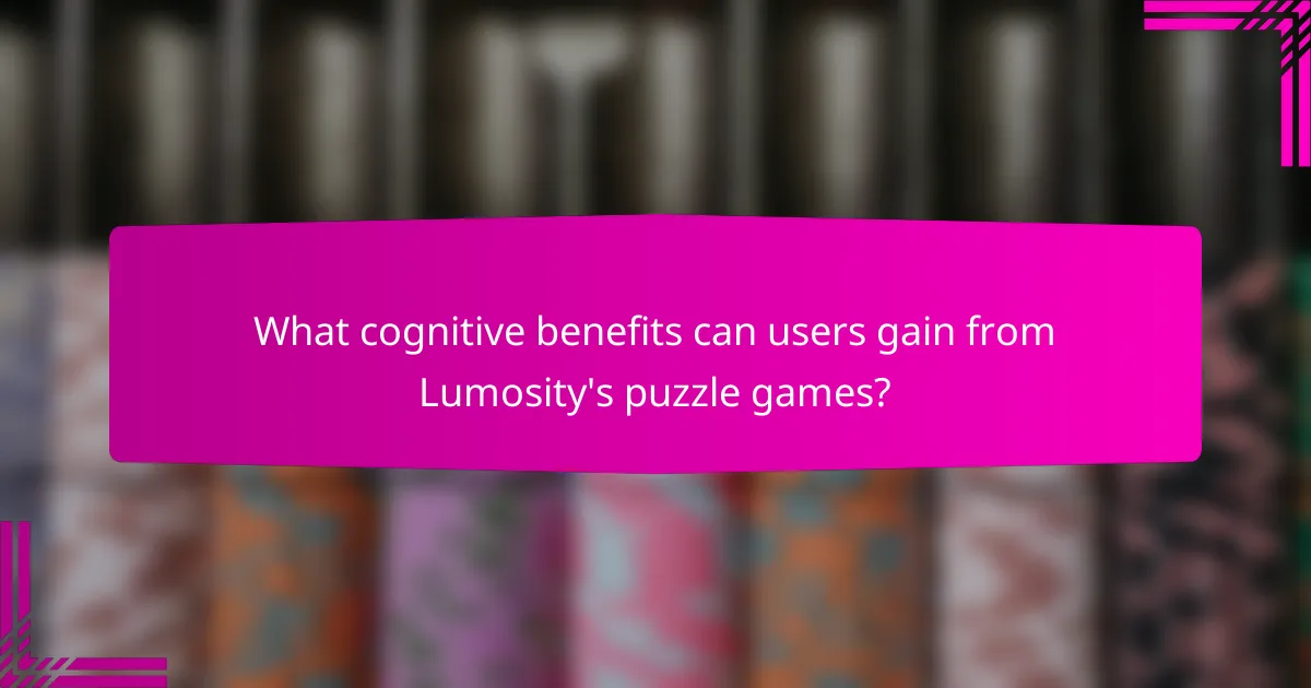 What cognitive benefits can users gain from Lumosity's puzzle games?